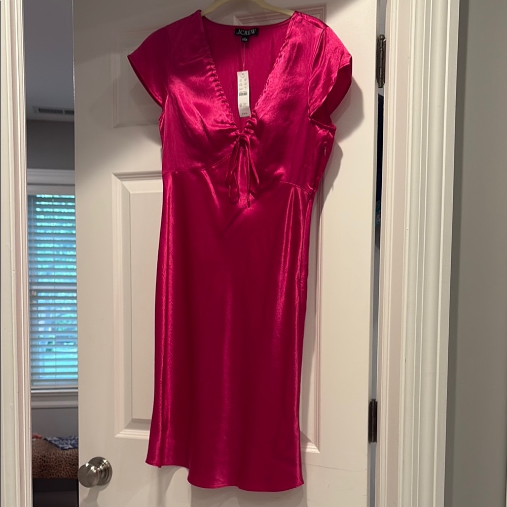 J. Crew Fuchsia Satin Slip Dress NWT size 0